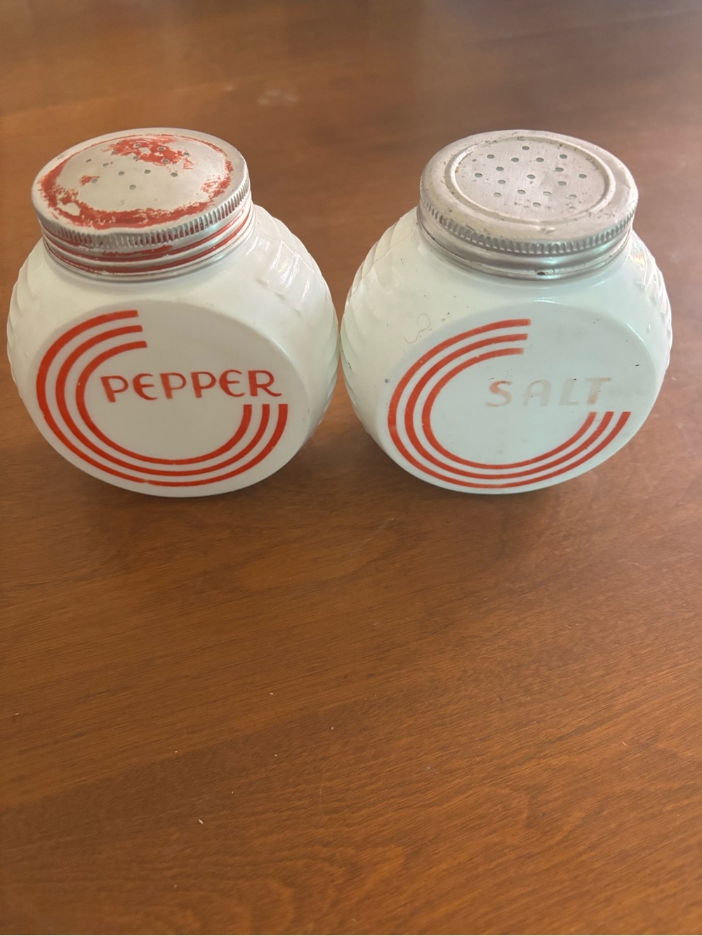 Vintage Retro Fireking Anchor Hocking Milk Glass Salt and Pepper Shakers